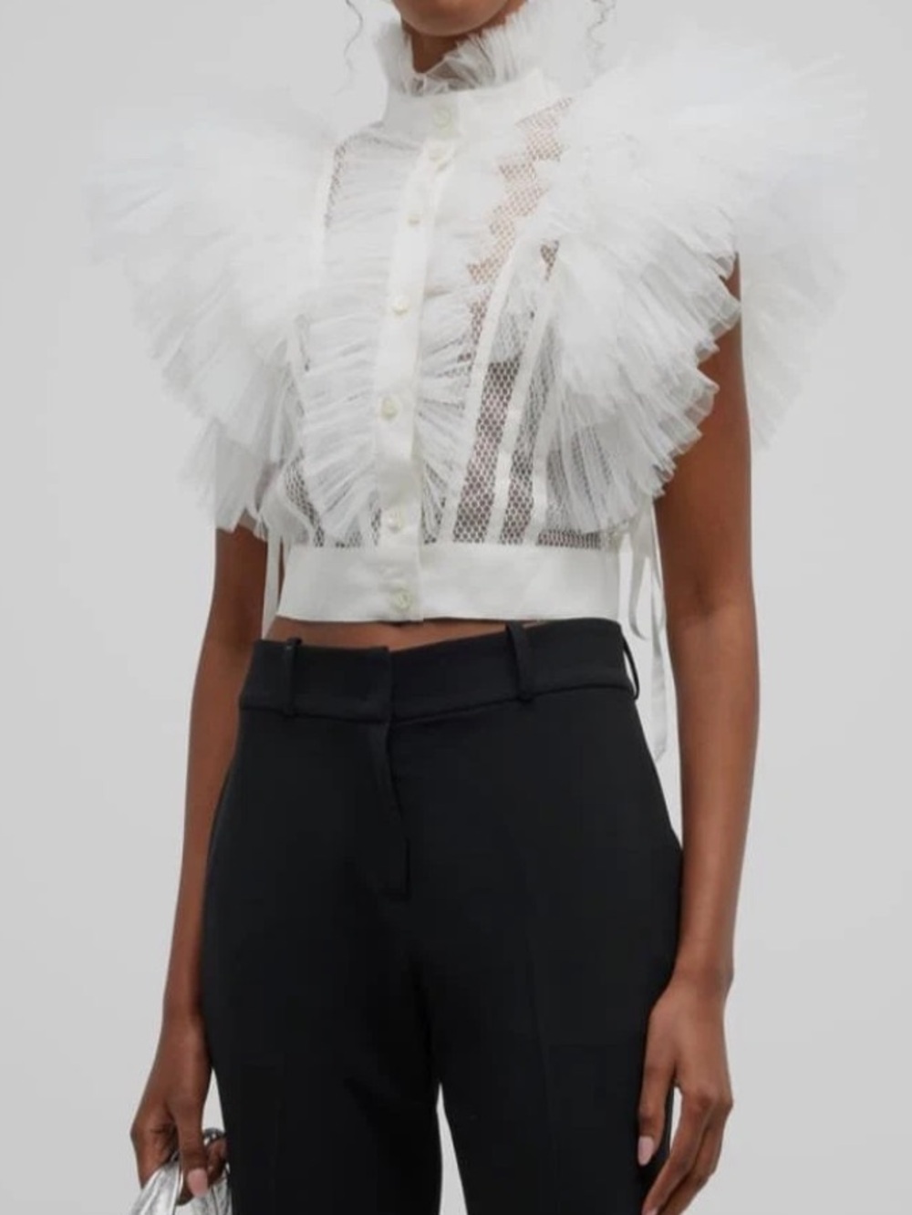 ❤️ UNTTLD Victorina Black Ruffle Mesh Blouse – Made in Canada
